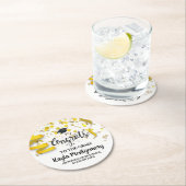 おめでとうグラッドキャップ金ゴールド紙吹雪ストリーマカスタムー ラウンドペーパーコースター (インサイチュ)