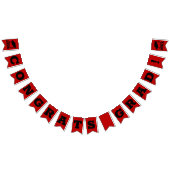 おめでとうグラッドスカーレットとブラック バンティングフラッグ (全)