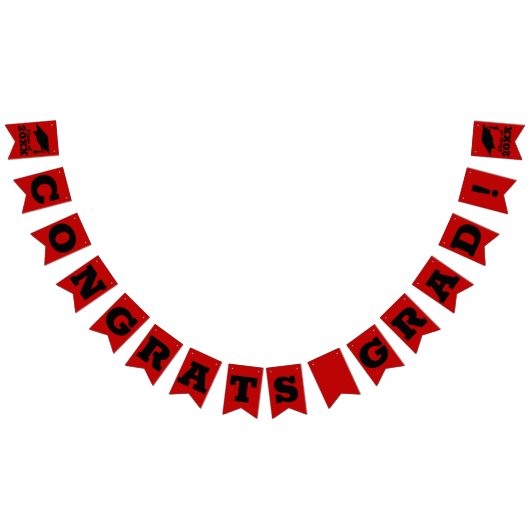 おめでとうグラッドスカーレットとブラック バンティングフラッグ (全)