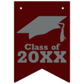 おめでとうグラッドダークマルーン&グレー バンティングフラッグ (第1の旗)