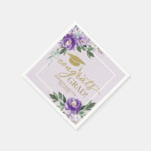 おめでとうグラッドパープルラベンダーフローラグラードパーティー スタンダードカクテルナプキン (角)