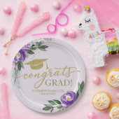 おめでとうグラッドパープルラベンダーフローラグラードパーティー ペーパープレート (パーティー)