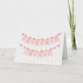 おめでとうグラッドピンクバナーフォイルカード 箔グリーティングカード (正面)