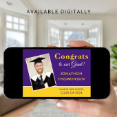 おめでとうグラッドフォトパープルイエロー2025卒業 案内状