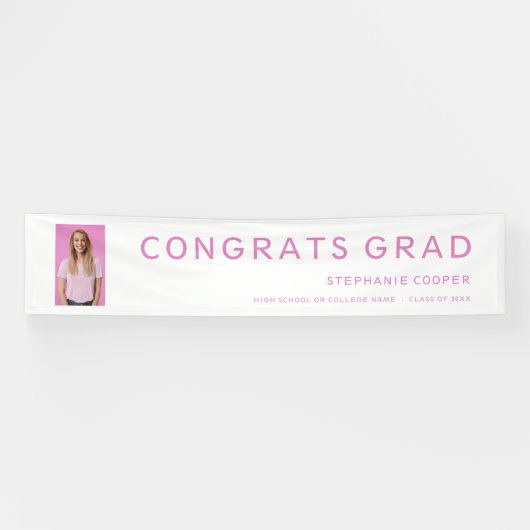 おめでとうグラッドフォトピンク文字卒業バナー 横断幕 (横)