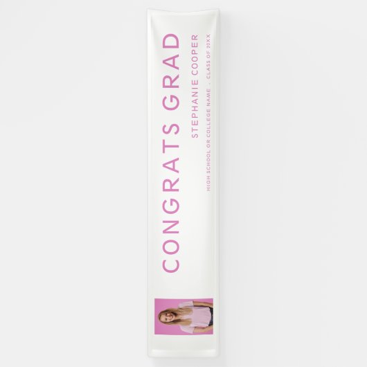 おめでとうグラッドフォトピンク文字卒業バナー 横断幕 (縦)