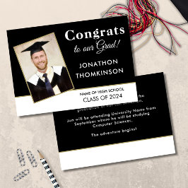 おめでとうグラッドフォトホワイトブラック2025卒業 案内状