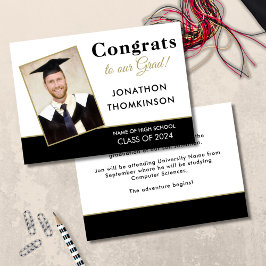 おめでとうグラッドフォト白黒2025卒業 案内状