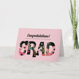 おめでとうグラッドフローラルパターン文字 カード