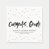 おめでとうグラッドブラック紙吹雪卒業ナプキン スタンダードカクテルナプキン (正面)