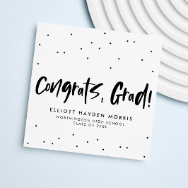 おめでとうグラッドブラック紙吹雪卒業ナプキン スタンダードカクテルナプキン