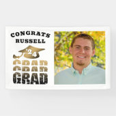 おめでとうグラッドブラック金ゴールドタイポグラフィ写真 横断幕 (横)