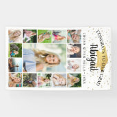 おめでとうグラッドブラック金ゴールド15フォトコラージスクリプト 横断幕 (横)