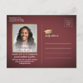 おめでとうグラッドブルゴーニュ&金ゴールド日付写真を保存 案内ポストカード (裏面)