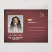 おめでとうグラッドブルゴーニュ&金ゴールド日付写真を保存 案内ポストカード (裏面)