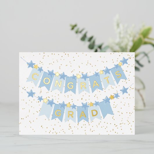 おめでとうグラッドブルーフォイルカード 箔シーズンカード (立ち正面)