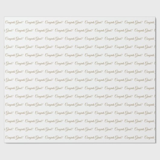 おめでとうグラッドホワイト金ゴールドスクリプトパターエレガントン ラッピングペーパー (フラット)