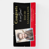 おめでとうグラッド写真名金ゴールド白黒赤 横断幕 (縦)