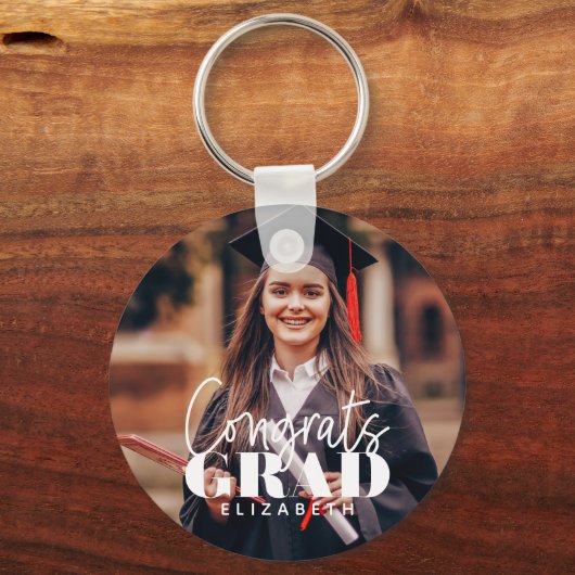 おめでとうグラモダンドシンプルカスタム写真 キーホルダー (正面)
