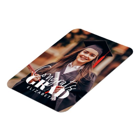 おめでとうグラモダンドシンプルカスタム写真 マグネット (左側)