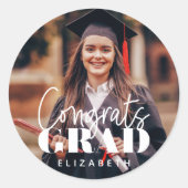 おめでとうグラモダンドシンプルカスタム写真 ラウンドシール (正面)