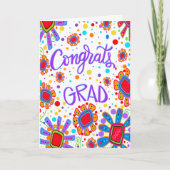 おめでとうグラードおもしろいかわいい花インスピレーションカード カード (正面)