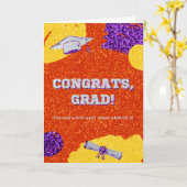おめでとうグラードグリッター卒業 カード (黄色い花)
