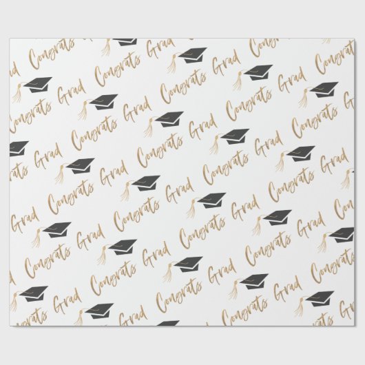 おめでとうグラードゴールドフォイル卒業キャップとタッセル ラッピングペーパー (フラット)