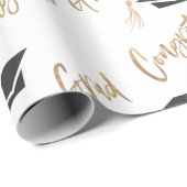 おめでとうグラードゴールドフォイル卒業キャップとタッセル ラッピングペーパー (ロールコーナー)