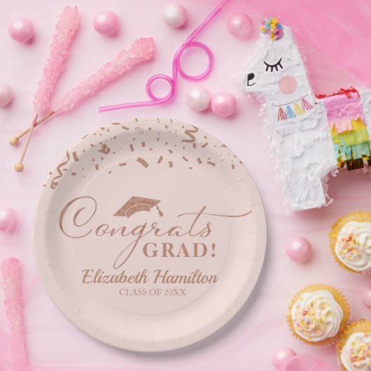 おめでとうグラードバラ金ゴールドスクリプト卒業パーティー ペーパープレート (パーティー)