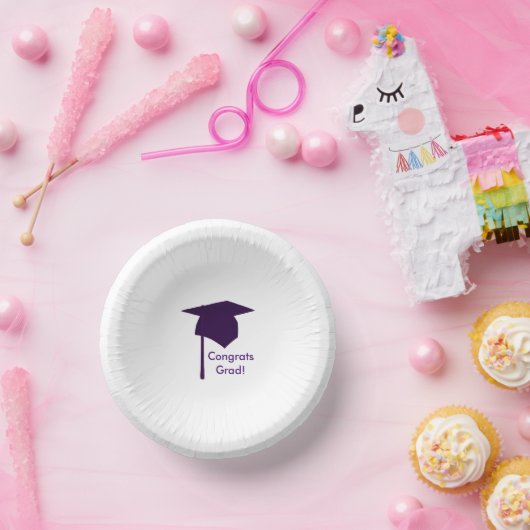 おめでとうグラードパープル卒業キャップ紙ボウル ペーパーボウル (パーティー)