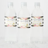 おめでとうグラードフローラストライプズグラム卒業パーティー ペットボトルラベル (ボトル)