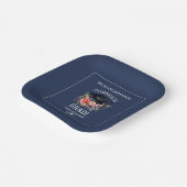 おめでとうグラードフローラネイビーブルーパーティー ペーパープレート (傾斜あり)