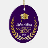 おめでとうグラードローレルリース年名Dkパープル セラミックオーナメント (右)