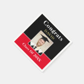 おめでとうグラード名フォトブラックレッド金ゴールド非公式 スタンダードカクテルナプキン (角)