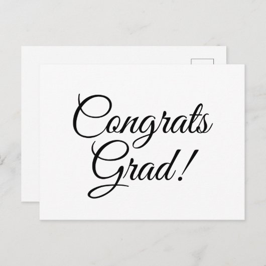 おめでとうグラード白黒カスタムスクリプエレガントト ポストカード (正面/裏面)