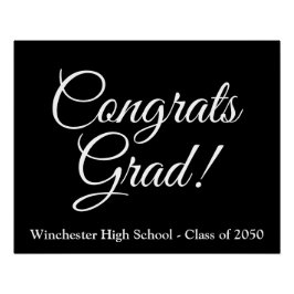 おめでとうグラード白黒カスタムスクリプトのクラス年 ポスター