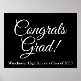 おめでとうグラード白黒カスタムスクリプトのクラス年 ポスター