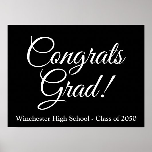 おめでとうグラード白黒カスタムスクリプトのクラス年 ポスター (正面)
