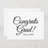 おめでとうグラード白黒カスタムスクリプトクラス年 ポストカード (正面/裏面)