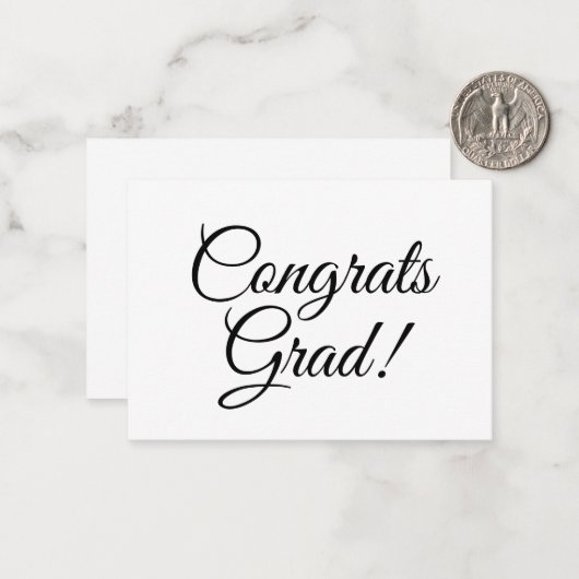 おめでとうグラード白黒カスタムスクリプト文字 ノートカード (正面/裏面インサイチュ)