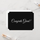 おめでとうグラード白黒スクリプシンプルトエレガント カード (正面/裏面インサイチュ)