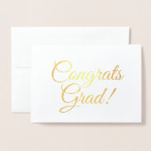おめでとうグラード金ゴールドエレガントスクリプト卒業 箔カード (封筒付き正面)