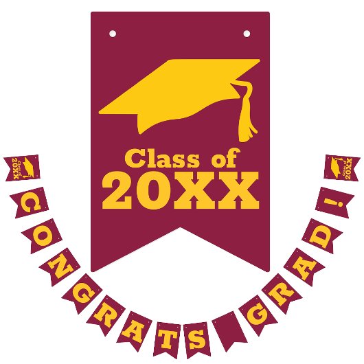 おめでとうグラード金ゴールドオンマルーン バンティングフラッグ