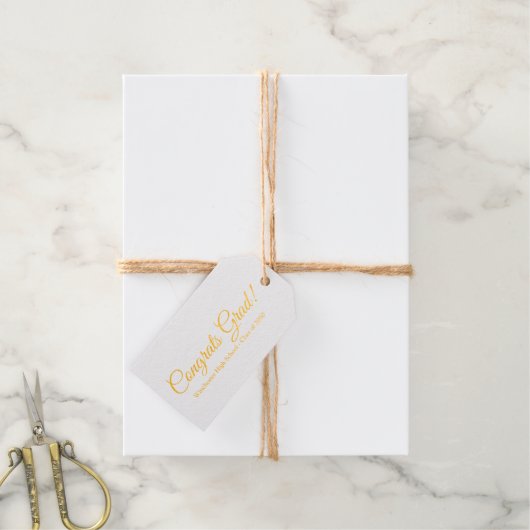 おめでとうグラード金ゴールドカスタムスクリプト文字クラス年 ギフトタグ (麻糸付属)