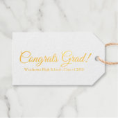 おめでとうグラード金ゴールドカスタムスクリプト文字クラス年 ギフトタグ (正面 (横))