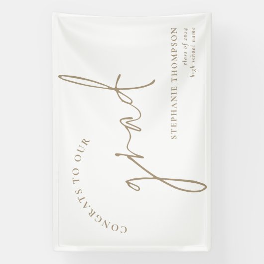 おめでとうグラード金ゴールドスクリプトの卒業発表 横断幕 (縦)