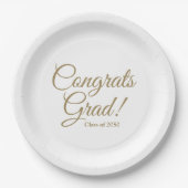 おめでとうグラード金ゴールドスクリプトクラスエレガント年 ペーパープレート (正面)