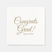 おめでとうグラード金ゴールドスクリプトクラス年エレガントパーティー スタンダードカクテルナプキン (正面)