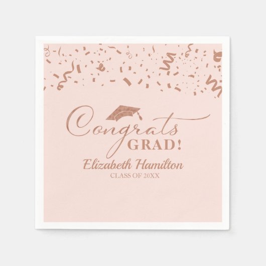 おめでとうグラード金ゴールドスクリプト卒業パーティナプキンス スタンダードカクテルナプキン (正面)